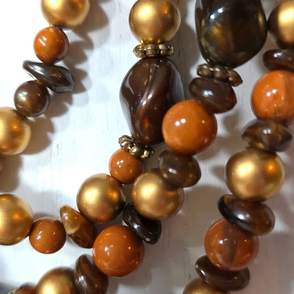 Boho Earthy Brown Beaded Necklace and Earring Set - Picture 5 of 7